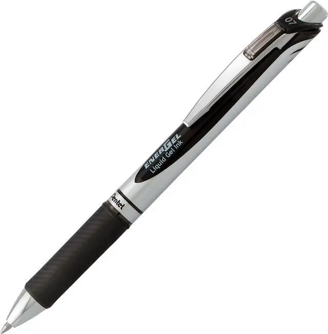 Alt view image 2 of 5 - Pentel EnerGel RTX Retractable Liquid Gel Pen, (0.7mm), Medium Line, Metal Tip, Black Ink, Pack of 2 (BL77BP2A)