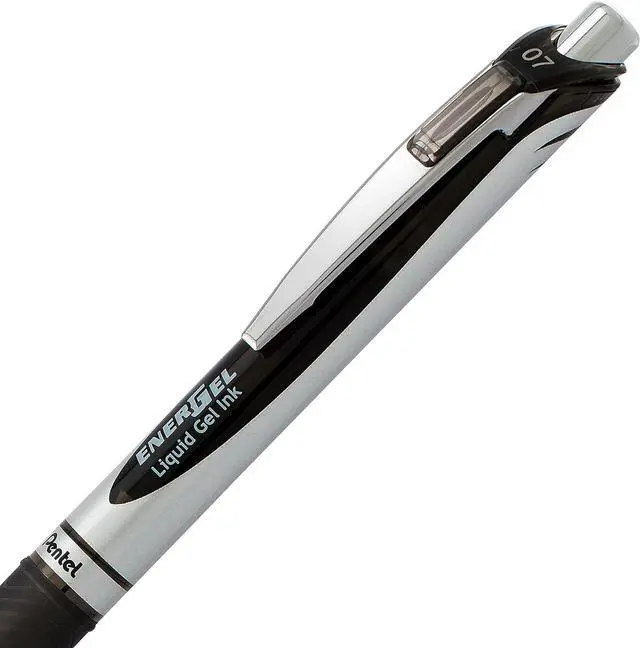 Alt view image 3 of 5 - Pentel EnerGel RTX Retractable Liquid Gel Pen, (0.7mm), Medium Line, Metal Tip, Black Ink, Pack of 2 (BL77BP2A)