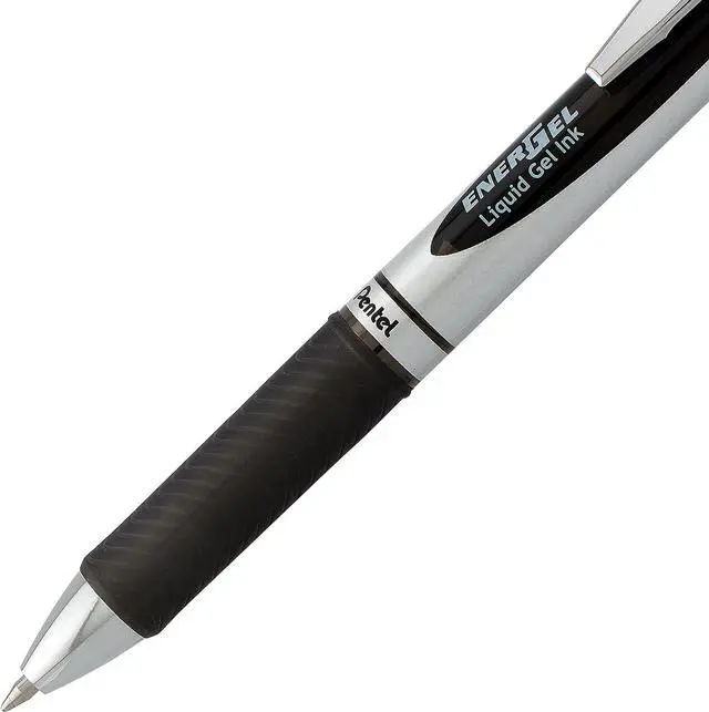 Alt view image 4 of 5 - Pentel EnerGel RTX Retractable Liquid Gel Pen, (0.7mm), Medium Line, Metal Tip, Black Ink, Pack of 2 (BL77BP2A)