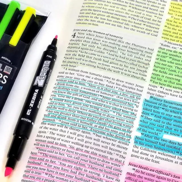 Alt view image 2 of 4 - G.T. Luscombe Company, Inc. Zebrite Double Ended Bible Highlighter Set | No Bleed Pigmented Ink | No Fading or Smearing | Double Ended for Highlighting & Underlining | Green, Yellow, Pink (Set of 3)