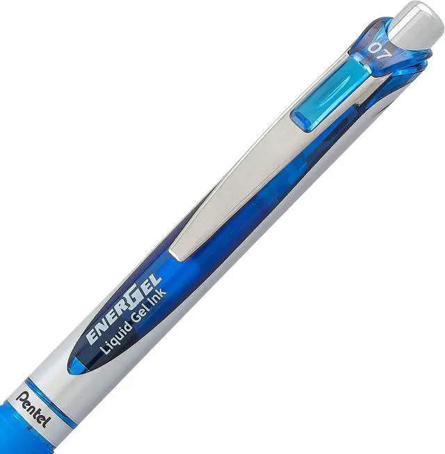 Alt view image 3 of 5 - Pentel EnerGel RTX Retractable Liquid Gel Pen, (0.7mm) Metal Tip, Medium Line, Blue Ink, Plastic-Free Packaging, 5 Pack