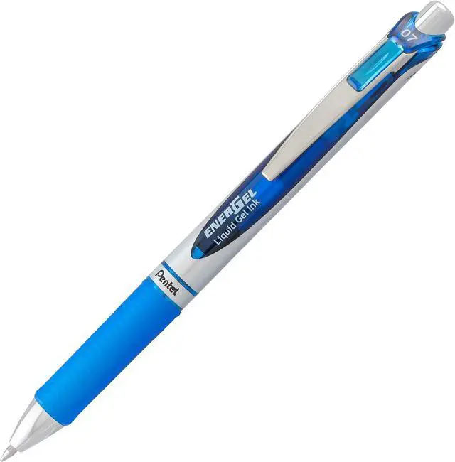 Alt view image 2 of 5 - Pentel EnerGel RTX Retractable Liquid Gel Pen, (0.7mm) Metal Tip, Medium Line, Blue Ink, Plastic-Free Packaging, 5 Pack