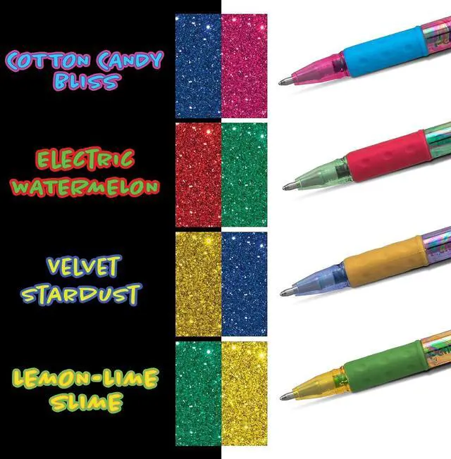 Alt view image 5 of 7 - Pentel Arts Krazy Pop Iridescent Gel Pen, (1.0mm) Bold Line, Assorted Ink, Pack of 4 (K91PABP4M3)