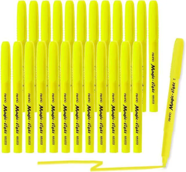 Main image of AIHAO Yellow Highlighters Markers, Chisel Tip Highlighter Pens, Pocket-Style, Fluorescent Yellow, 24 Pack