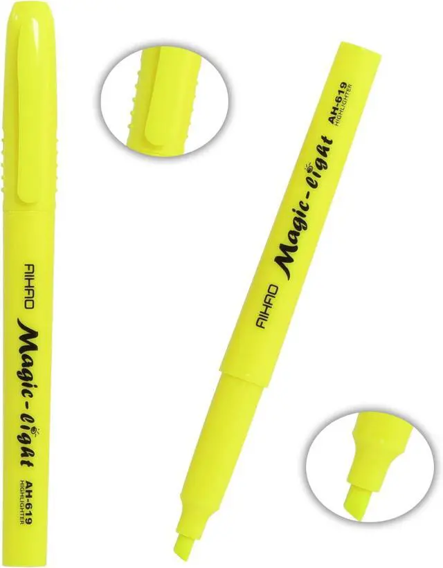 Alt view image 3 of 7 - AIHAO Yellow Highlighters Markers, Chisel Tip Highlighter Pens, Pocket-Style, Fluorescent Yellow, 24 Pack