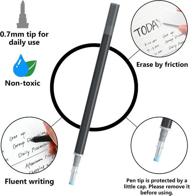 Alt view image 3 of 7 - Vanstek 12 Black Erasable Gel Pen Refills, Gel Ink Refills Compatible with Erasable Pens, Fine Point 0.7 mm, Perfect for Writing Planner & Crossword Puzzles