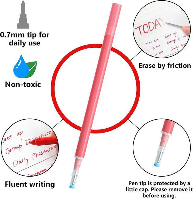 Alt view image 3 of 7 - Vanstek 12 Red Erasable Gel Pen Refills, Gel Ink Refills Compatible with Erasable Pens, Fine Point 0.7 mm, Perfect for Writing Planner & Crossword Puzzles