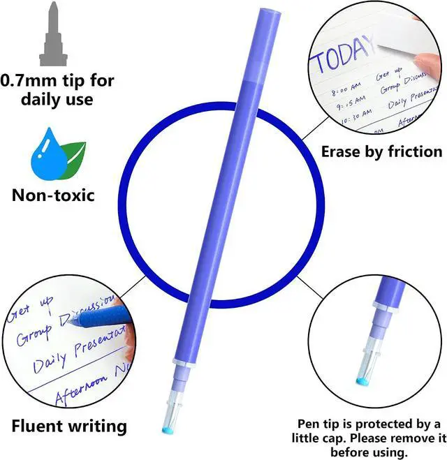 Alt view image 3 of 7 - Vanstek 12 Pack 6 Blue 6 Black Erasable Gel Pen Refills, Gel Ink Refills Compatible with Erasable Pens, Fine Point 0.7 mm, Perfect for Writing Planner & Crossword Puzzles