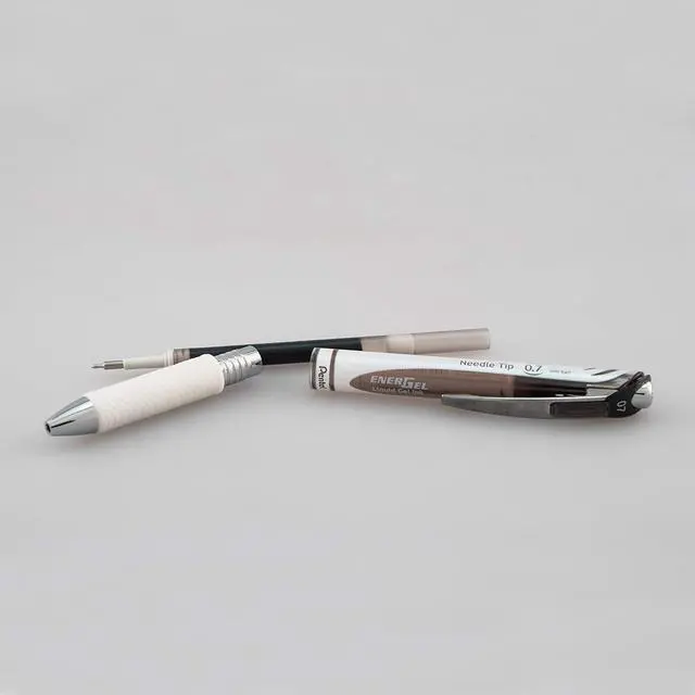 Alt view image 5 of 7 - Pentel EnerGel Pearl RTX Retractable Liquid Gel Pen, (0.7mm), Medium Line, Needle Tip, Black Ink, Pack of 2 (BLN77WBP2A)