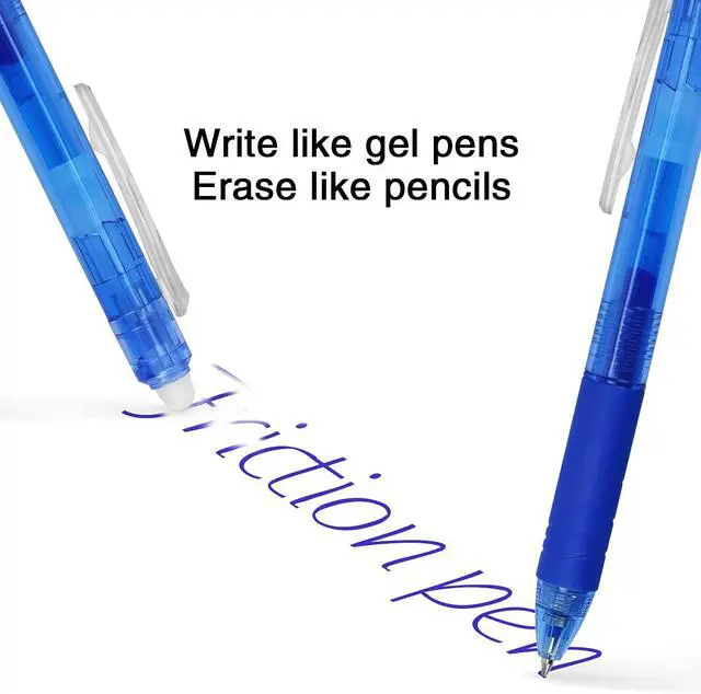 Alt view image 4 of 7 - Bribobo 8 Pack Retractable Erasable Gel Pens Clicker Fine Point 0.7mm | Comfort Grip for Drawing Writing Planner and School Supplies, Black and Blue Color Inks
