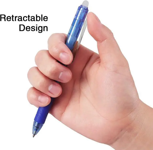 Alt view image 5 of 7 - Bribobo 8 Pack Retractable Erasable Gel Pens Clicker Fine Point 0.7mm | Comfort Grip for Drawing Writing Planner and School Supplies, Black and Blue Color Inks