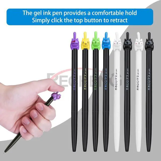 Alt view image 4 of 7 - Retractable cat Gel Ink Pens Fine Point 0.5mm for Journaling Smooth Writing Quick-dry No Bleed 12pack Black-Ink