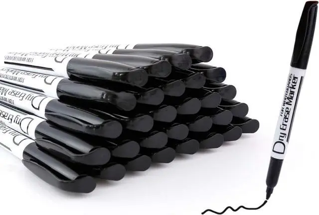 Alt view image 2 of 7 - Volcanics Black Dry Erase Markers, Fine Tip, Low Odor, 30 Pack