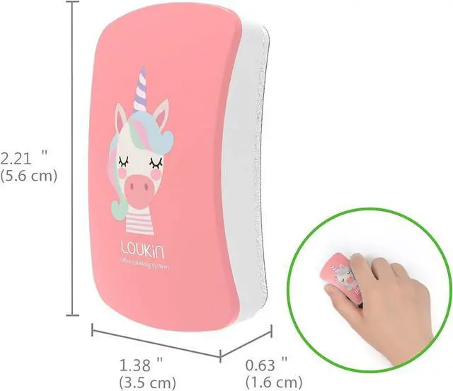 Alt view image 5 of 7 - loukin Kids Magnetic Dry Erase Erasers, Mini Whiteboard Eraser 2 Pack, Pink | Cute Printed Design, Safe ABS & Microfiber, Easy Grip, Portable Design, Magnetic Storage, Smooth Erasing