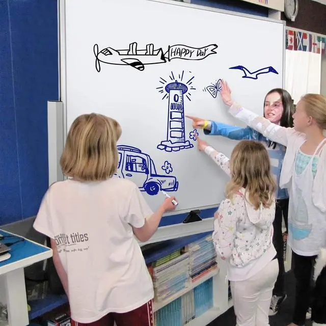 Alt view image 6 of 7 - Double-Sided Mobile Whiteboard Magnet Dry Erase Board on Wheels - Anum Frame Magnetic Portable Stand Whiteboard- 48"x36" Rolling White Boards with Easy Flip Feature by DT