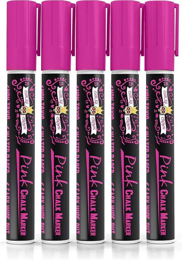 Alt view image 6 of 6 - CHALKY CROWN Pink Liquid Chalk Markers - Pink - 5 Pack, 6mm Tip