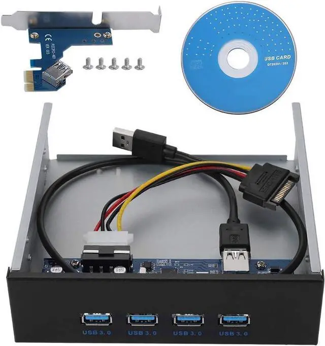 Main image of USB 3.0 Front Panel Hub, PCI - E to 4 - Port USB 3.0 Expansion Bracket with Optical Drive Bay Mount, Aluminum Alloy Front Panel for Desktop PC Chassis