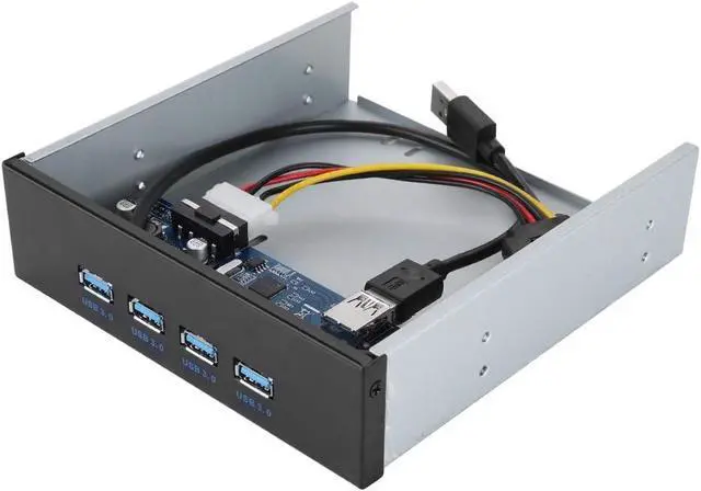 Alt view image 5 of 7 - USB 3.0 Front Panel Hub, PCI - E to 4 - Port USB 3.0 Expansion Bracket with Optical Drive Bay Mount, Aluminum Alloy Front Panel for Desktop PC Chassis