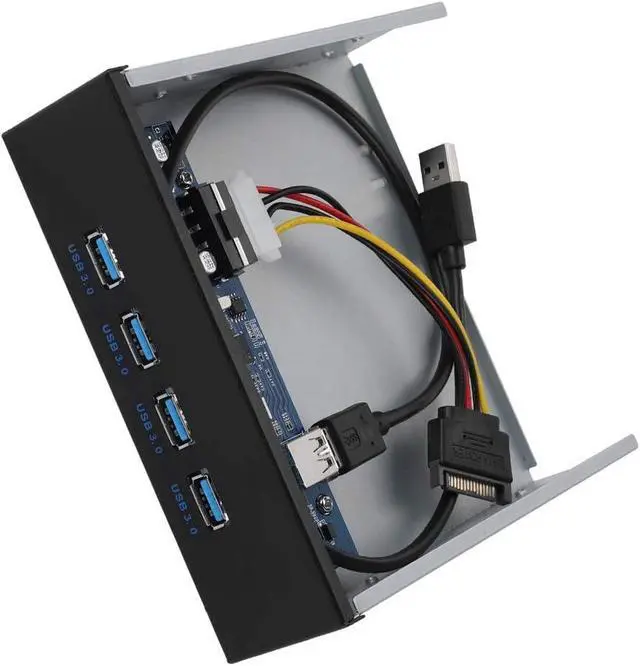 Alt view image 2 of 7 - USB 3.0 Front Panel Hub, PCI - E to 4 - Port USB 3.0 Expansion Bracket with Optical Drive Bay Mount, Aluminum Alloy Front Panel for Desktop PC Chassis