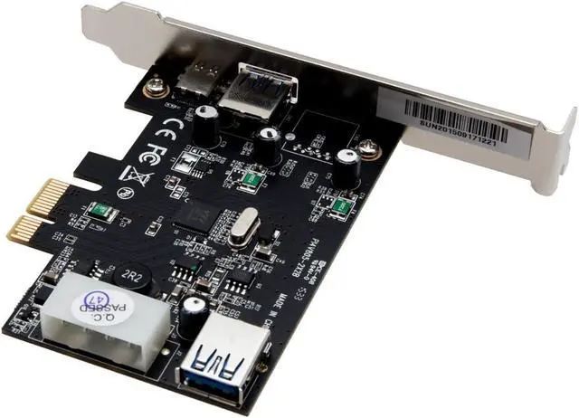 Alt view image 2 of 7 - USB C USB 3.0 and Type A USB 3.0 Port PCI-E x1 Expansion Card Via VL805-Q6 chipset SY-PEX20203