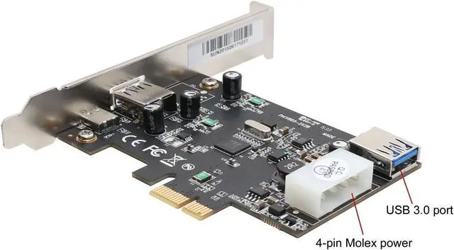 Alt view image 3 of 7 - USB C USB 3.0 and Type A USB 3.0 Port PCI-E x1 Expansion Card Via VL805-Q6 chipset SY-PEX20203