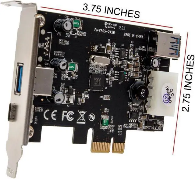 Alt view image 4 of 7 - USB C USB 3.0 and Type A USB 3.0 Port PCI-E x1 Expansion Card Via VL805-Q6 chipset SY-PEX20203