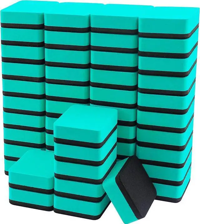 Main image of Mini Dry Erase Erasers, Green, 48 Pack, 2 x 2 Inch