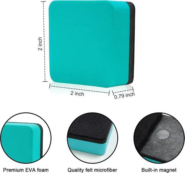Alt view image 2 of 6 - Mini Dry Erase Erasers, Green, 48 Pack, 2 x 2 Inch