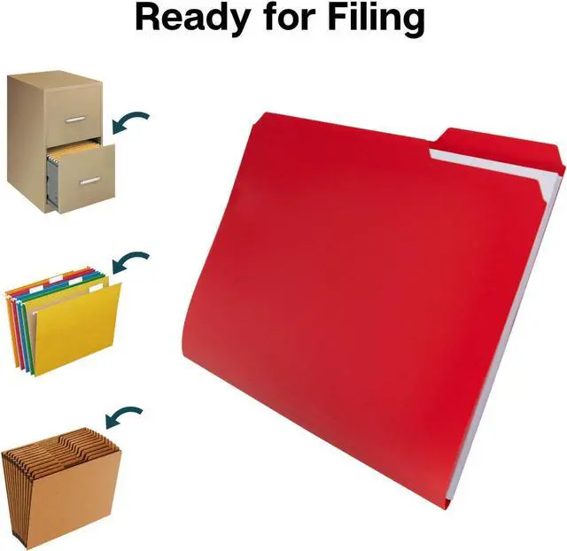 Alt view image 6 of 7 - Plastic Colored File Folders (12 Pack) 1/3 Tab Filing Folders for 8.5x11 Letter Size Documents Assorted Colors Acid-Free Poly Includes Labels