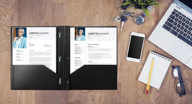 Alt view image 4 of 6 - Black Plastic 2 Pocket Folders with Prongs Heavyweight Letter Size Poly Folders 24 Pack with 3 Metal Prongs Fastener Clips Black