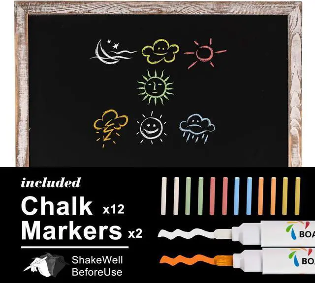 Alt view image 5 of 7 - Board2by Rustic Wood Framed Magnetic Chalkboard 24 x 36, Large Hanging Chalk Board Sign for Kids, Non-Porous Wall Blackboard for Wedding Kitchen Restaurant