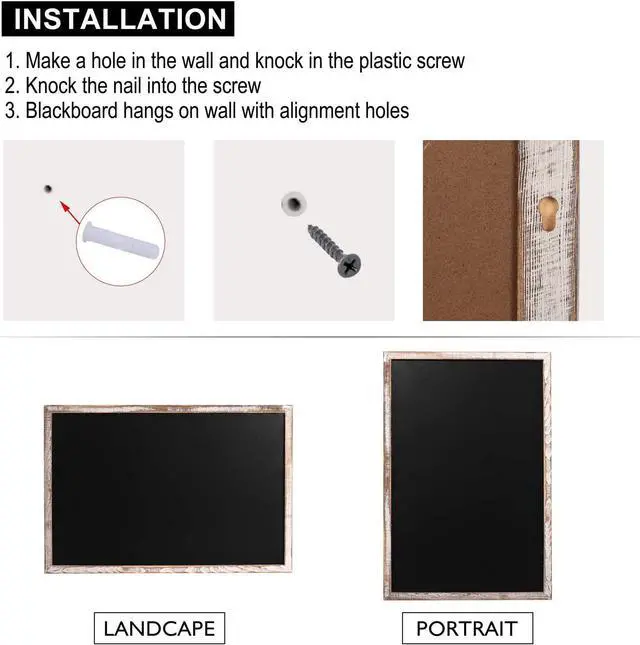 Alt view image 6 of 7 - Board2by Rustic Wood Framed Magnetic Chalkboard 24 x 36, Large Hanging Chalk Board Sign for Kids, Non-Porous Wall Blackboard for Wedding Kitchen Restaurant