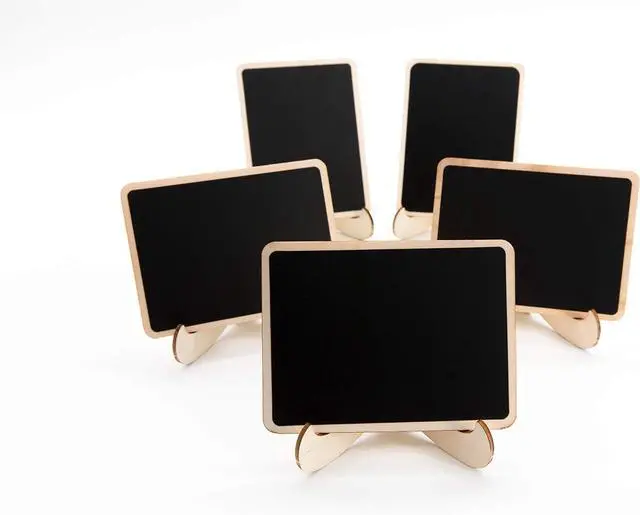 Alt view image 5 of 7 - DSTELIN 20 Pack Wood Mini Chalkboards Signs with Support Easels, Place Cards, Small Rectangle Chalkboards Blackboard for Weddings, Birthday Parties, Message Board Signs and Event Decorations