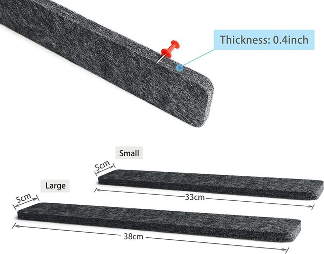 Alt view image 5 of 7 - Uoisaiko Felt Pin Board Bar 15"x2", Pack of 8 Bulletin Board Strips with 40 Push Pins, Home Office Memos Notice Boards Felt Wall Tiles