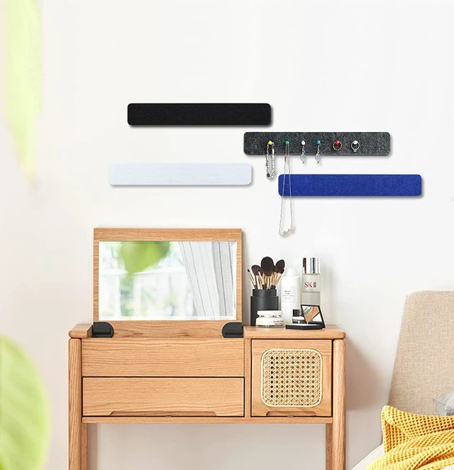 Alt view image 7 of 7 - Uoisaiko Felt Pin Board Bar 15"x2", Pack of 8 Bulletin Board Strips with 40 Push Pins, Home Office Memos Notice Boards Felt Wall Tiles