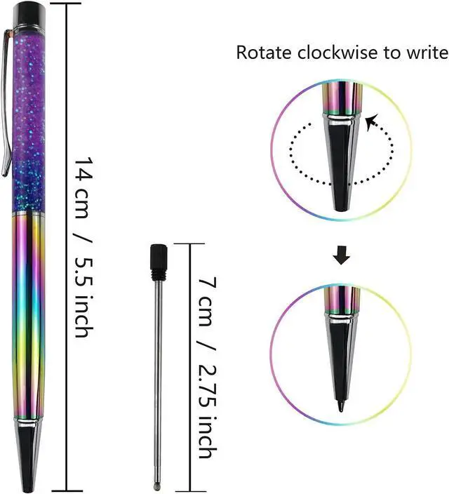 Alt view image 4 of 7 - Oddmoal Fancy Metal Ballpoint Pens Floating Glitter Dynamic Liquid Sand Pen for Office Supplies, Black Ink, 12 Count(Mixed Color)