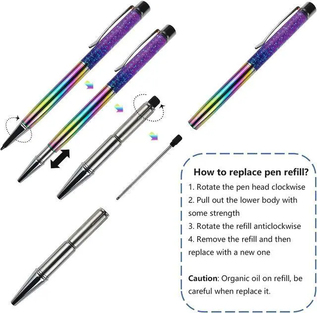 Alt view image 5 of 7 - Oddmoal Fancy Metal Ballpoint Pens Floating Glitter Dynamic Liquid Sand Pen for Office Supplies, Black Ink, 12 Count(Mixed Color)