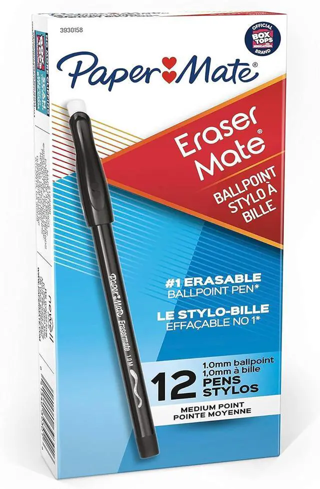 Alt view image 5 of 5 - EraserMate Erasable Pen, Medium Point, Black, Box of 12