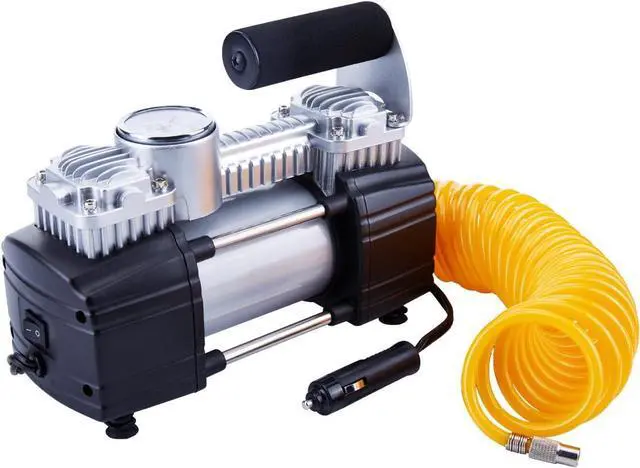 Main image of Tire Inflator Portable Air Compressor, 12V 150PSI Air Pump for Car, SUV, Motorcycle, Bicycle, Tire Inflator with Gauge, Air Car Pump with Battery Clamp and 5M Hose, Twin Cylinder Air Pump