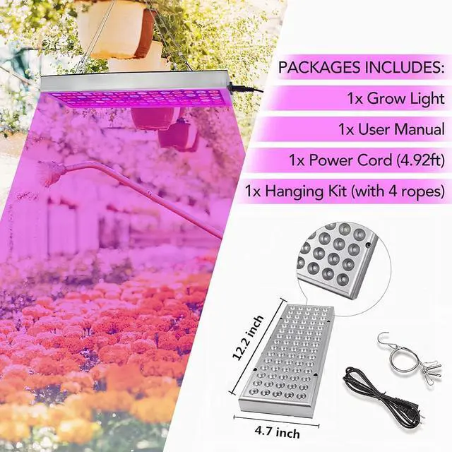 Alt view image 7 of 7 - Juhefa LED Grow Lights, Full Spectrum Grow Lamp with IR & UV LED Plant Lights for Indoor Plants,Micro Greens,Clones,Succulents,Seedlings,Panel Size 12x4.7 inch