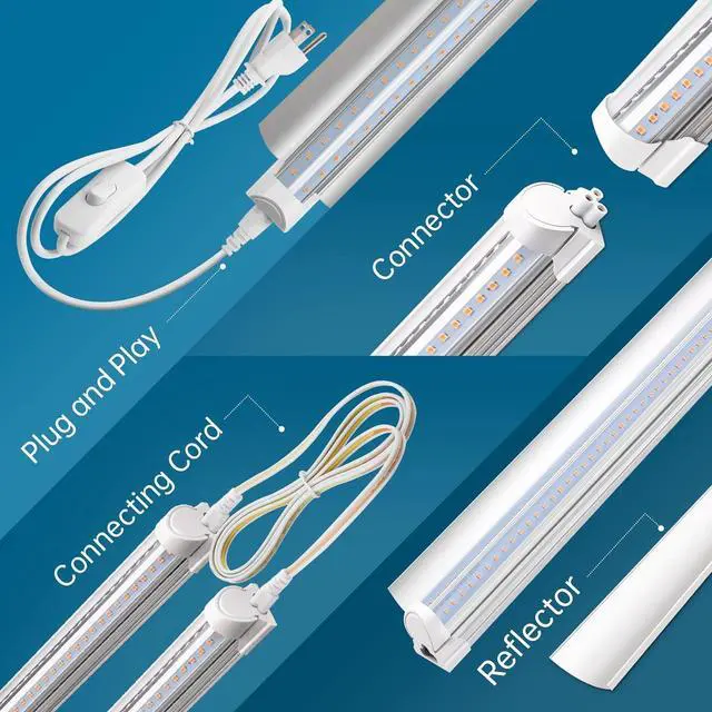 Alt view image 6 of 7 - Barrina Grow Lights, 2FT 5000K White Full Spectrum Plant Growing Lamps, 144W(6 x 24W, 800W Equivalent), T8 LED Grow Light Bulbs, Plant Lights for Indoor Plants, Greenhouse, Linkable Design, 6-Pack