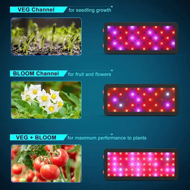 Alt view image 6 of 7 - Phlizon Upgraded 600W LED Plant Grow Light with SMD LEDs Full Spectrum Plants Light Double Switch Grow Led for Indoor Plants Veg and Flower- 600W (600W)