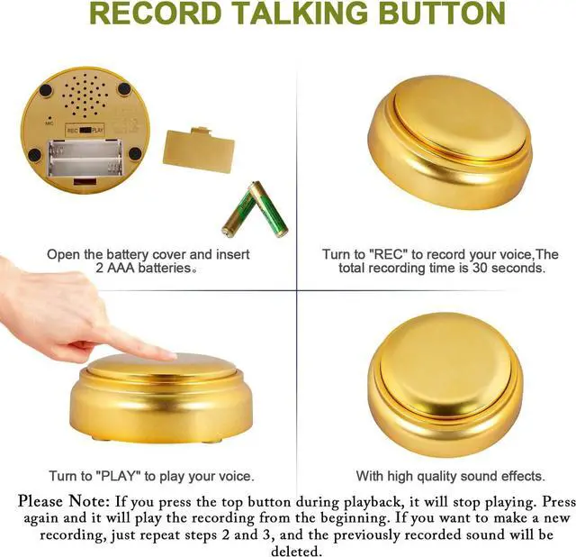 Alt view image 4 of 7 - Recordable Buttons | Pet Talking Button | Custom Sound Button | Easy Button for Dog or Cat Communication | Game Buzzer for Home Office Gifts (Including Batteries)