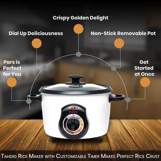 Alt view image 2 of 7 - Pars Automatic Persian Rice Cooker - Tahdig Rice Maker Perfect Rice Crust, 5 Cup