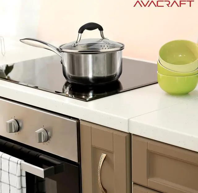 Alt view image 6 of 7 - AVACRAFT Multipurpose Sauce Pan / Pot, Stainless Steel with Glass Strainer Lid, Two Side Spouts for Easy Pour with Ergonomic Handle (Tri-Ply Capsule Bottom, 1.5 Quart)