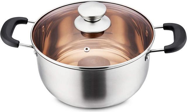 Alt view image 5 of 7 - P&P CHEF 4 Quart Pot with Lid, Stainless Steel Stockpot Cooking Stock Pot for Soup, Heat-Proof Double Handles with Visible Lid, Dishwasher Safe & Non Toxic