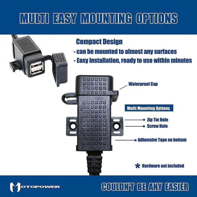 Alt view image 3 of 6 - MOTOPOWER MP0609C 3.1Amp Waterproof Motorcycle Dual USB Charger Kit SAE to USB Adapter Cable Phone Tablet GPS Charger