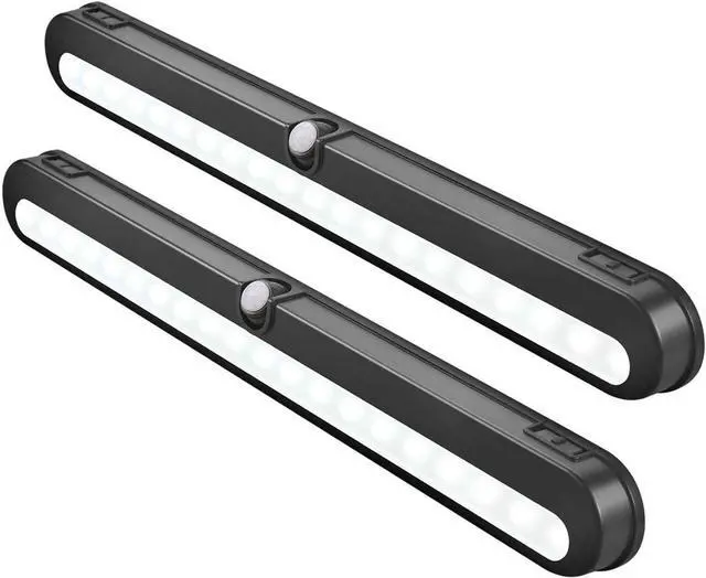 Main image of LED Closet Light Super Bright 20 LED Under Cabinet Lighting Battery Powered/DC Input Wireless Motion Sensing Light, Motion & Light Sensor, Light Beam Adjustable, Black(2 Pack)