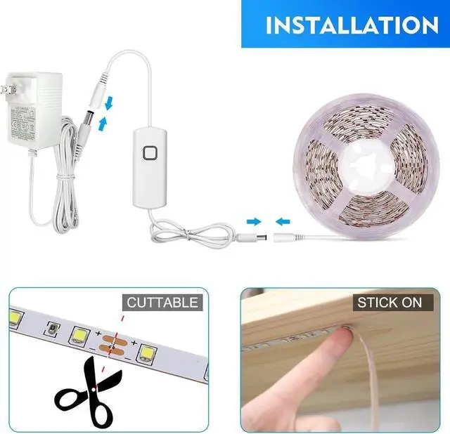 Alt view image 5 of 7 - LED Strip Lights White 16.4ft Daylight White 6000K LED Tape Lights with Dimmable 700 Lumen and 300 LEDs Bright Flexible Led Light Strip for Vanity Mirror Under Cabinet Kitchen Bedroom