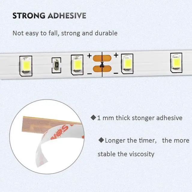 Alt view image 6 of 7 - LED Strip Lights White 16.4ft Daylight White 6000K LED Tape Lights with Dimmable 700 Lumen and 300 LEDs Bright Flexible Led Light Strip for Vanity Mirror Under Cabinet Kitchen Bedroom